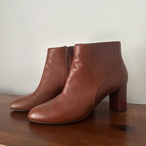 David Tate ankle booties, cognac brown leather